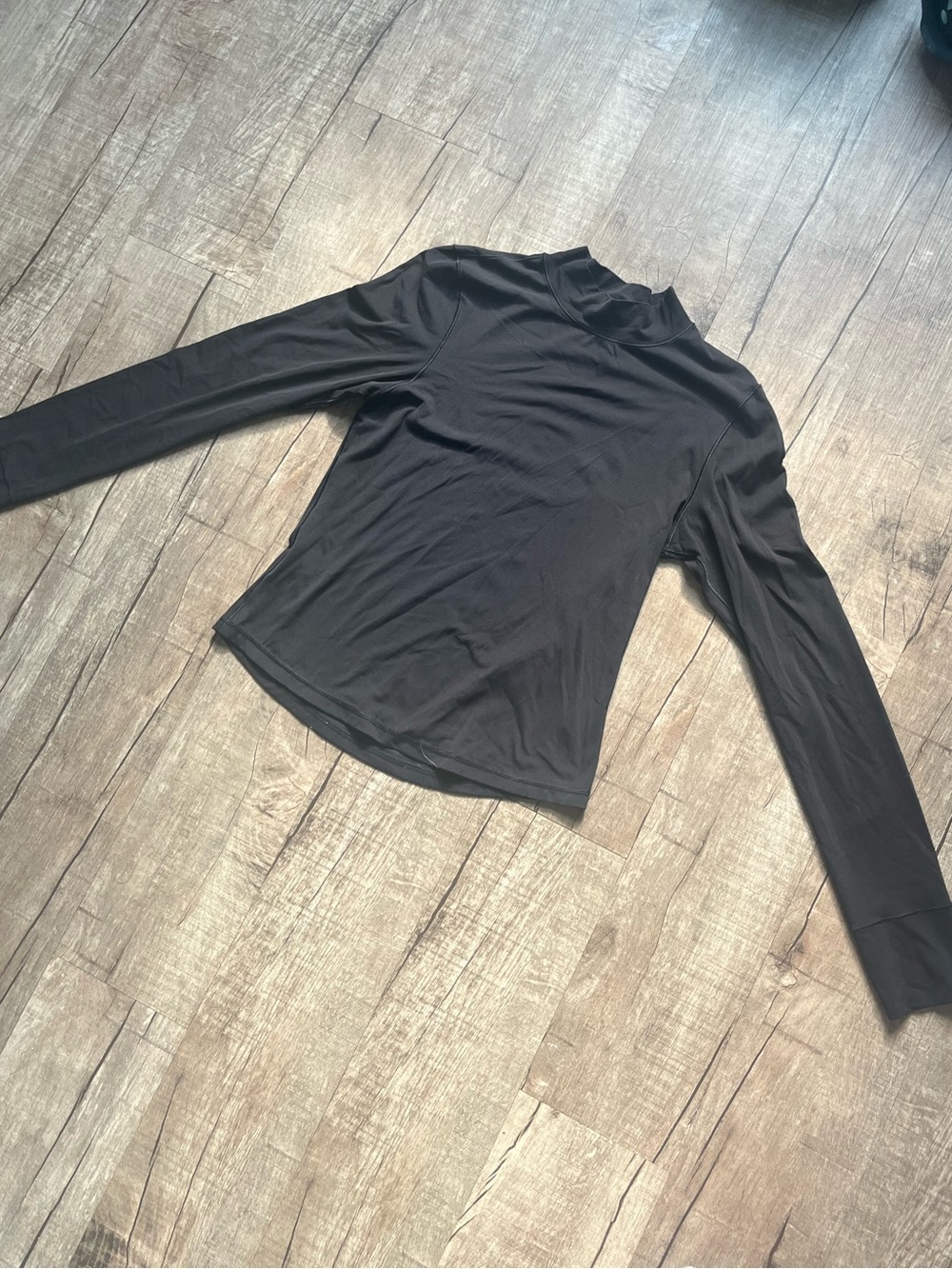 aerie Black Long-Sleeve Mock Neck Tee